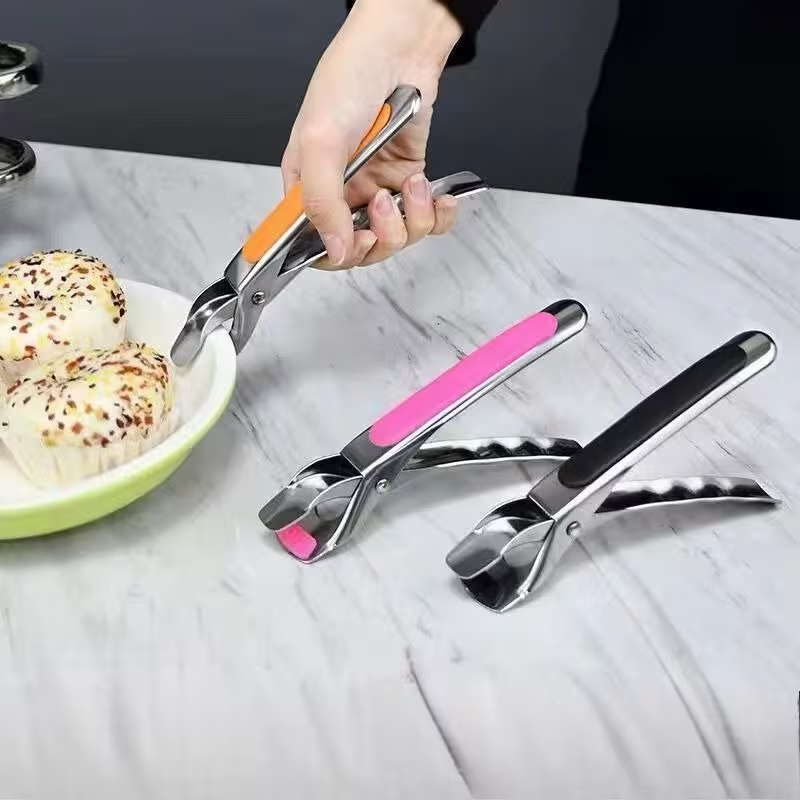 2-Pack Stainless Steel Heat-Resistant Tongs | Non-Slip, Heavy-Duty Anti-Scald Gripper for Bowls, Plates & Dishes
