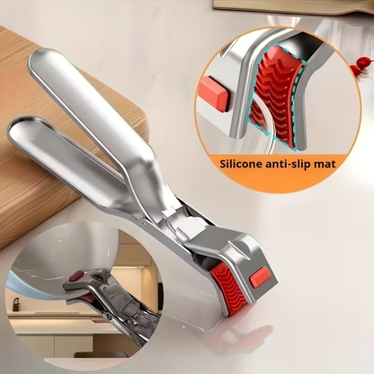Stainless Steel Heat- Tongs, Non-Slip High-Temperature Oven Tray Clip, Electric Stove Plate and Dish Clip Cooking Tongs Kitchen Gadget, Latest Thickened Stainless Steel Heat- Tongs with Non-Slip Pad, Heat- Bowl and Dish Holder, Kitchen Utensil for