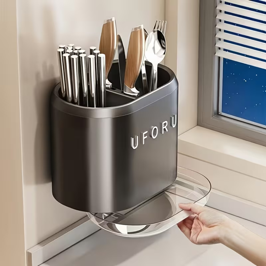 Kitchen Storage with Utensil Holder, Durable Plastic, Easy to Clean, Fits Different Kitchen Types, Utensil Holder for Kitchen Counter, Utens, Cutlery Organizer, Cutlery Holder, Cutlery Drainer, Kitchen Cutlery Holder, Spoon Holder, Draining Cutlery Contai