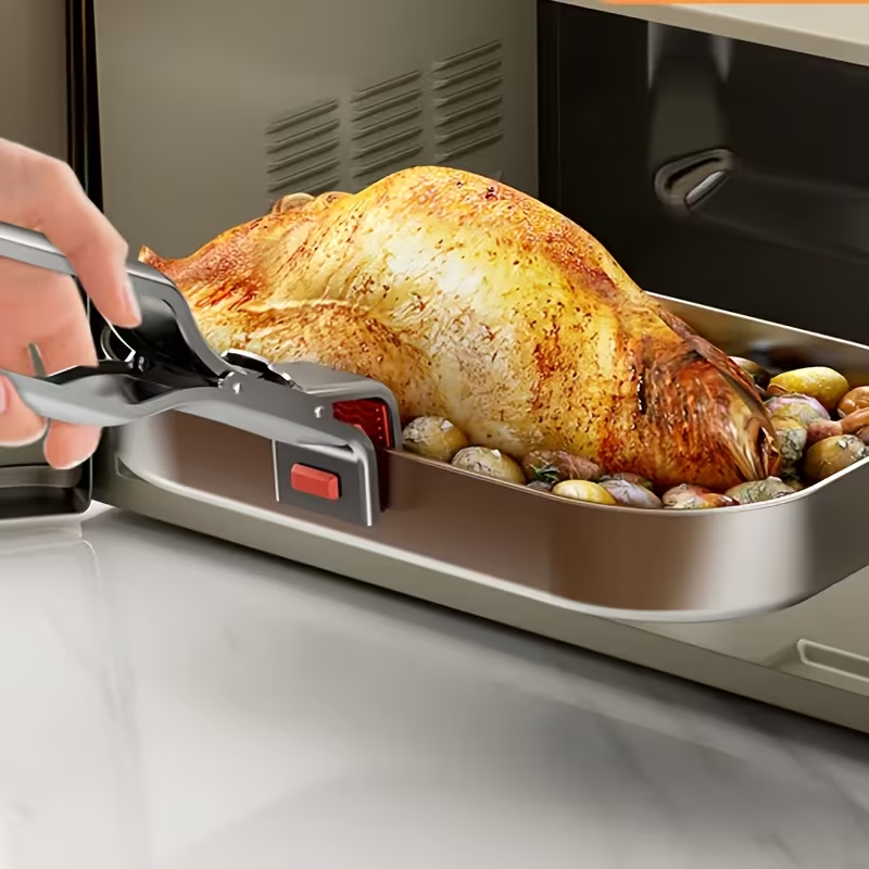 Stainless Steel Heat- Tongs, Non-Slip High-Temperature Oven Tray Clip, Electric Stove Plate and Dish Clip Cooking Tongs Kitchen Gadget, Latest Thickened Stainless Steel Heat- Tongs with Non-Slip Pad, Heat- Bowl and Dish Holder, Kitchen Utensil for