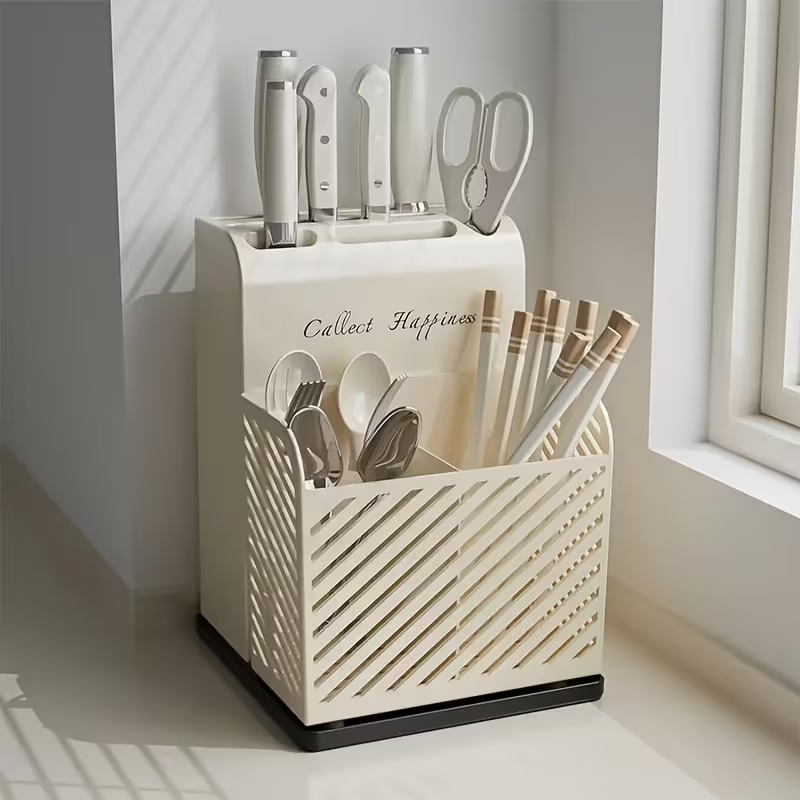 1pc Kitchen Combination Knife Block Knife Fork Chopstick Cage Storage Rack Easy to Clean Spoon Tableware Storage Box Home Kitchen Knife Storage