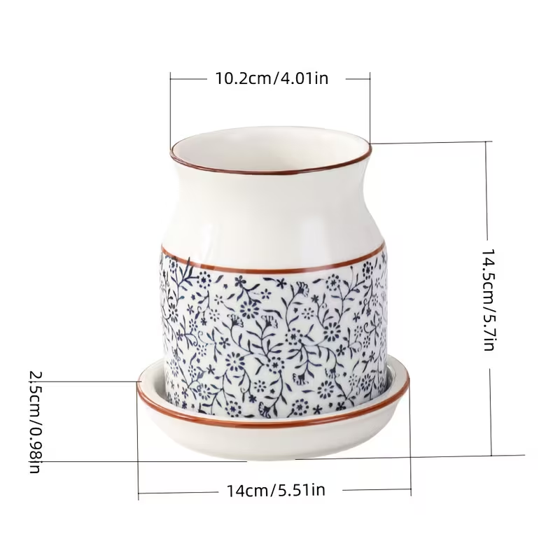 [Ceramic Utensil Rack] 2pcs/Set Ceramic Kitchen Utensil Storage Rack | Large Capacity, Cherry Blossom Pattern, Ceramic Base, Perfect for Desktop Countertop Storage and Decoration