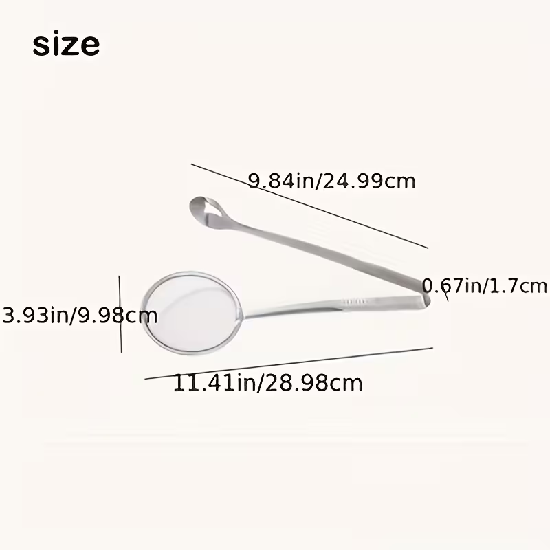 Extended Stainless Steel Oil Spoon Filter | Multifunctional Non-Stick Mesh Oil Pan Clamp, Suitable for Stir Frying and Oil Draining, All-Season Use, Kitchen Supplies