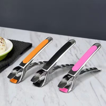2-Pack Stainless Steel Heat-Resistant Tongs | Non-Slip, Heavy-Duty Anti-Scald Gripper for Bowls, Plates & Dishes