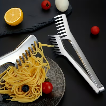 Stainless Steel Pasta Tongs, Suitable for Buffet And Home Dining, Durable Kitchen Utensils, Steak Tongs, Vegetable And Fruit Grabbers, Ice Pickers, Halloween, Christmas, New Year Holiday Supplies, Autumn And Winter Seasonal Additions, 1pc