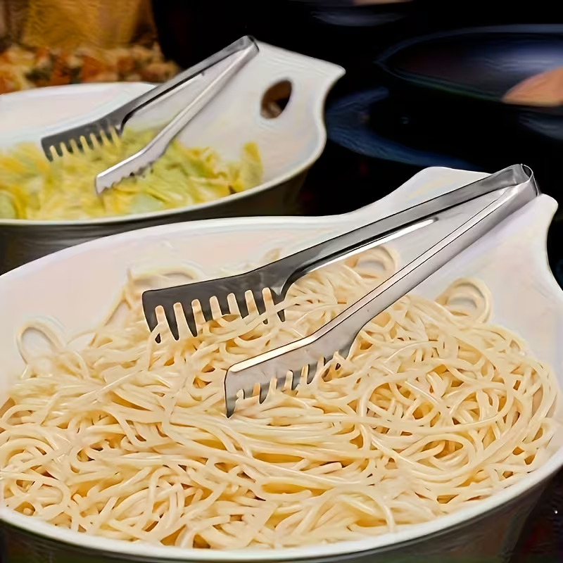 Stainless Steel Pasta Tongs, Suitable for Buffet And Home Dining, Durable Kitchen Utensils, Steak Tongs, Vegetable And Fruit Grabbers, Ice Pickers, Halloween, Christmas, New Year Holiday Supplies, Autumn And Winter Seasonal Additions, 1pc