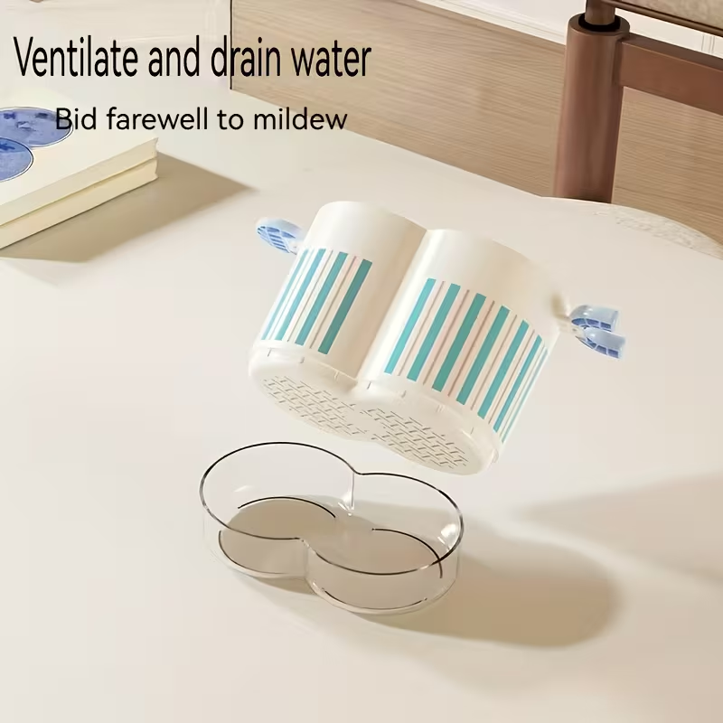Dopamine Color - Home Dual-Compartment Chopstick Holder, Drainage Utensil Stand, Countertop Spoon and Fork Organizer with Storage Box