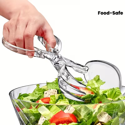 Heavy-Duty Transparent Plastic Salad Scissors and Clamp with - Reusable Heavy-Duty Shears Suitable for BBQ, Buffet, Party Serving, Salad Dressing - Hygienic for Large Groups, Outdoor, Picnics (Durable & -)