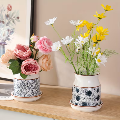 [Ceramic Utensil Rack] 2pcs/Set Ceramic Kitchen Utensil Storage Rack | Large Capacity, Cherry Blossom Pattern, Ceramic Base, Perfect for Desktop Countertop Storage and Decoration