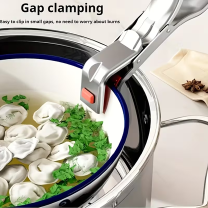Stainless Steel Heat- Tongs, Non-Slip High-Temperature Oven Tray Clip, Electric Stove Plate and Dish Clip Cooking Tongs Kitchen Gadget, Latest Thickened Stainless Steel Heat- Tongs with Non-Slip Pad, Heat- Bowl and Dish Holder, Kitchen Utensil for