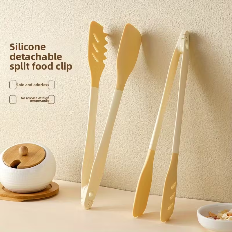 Silicone Clip, Detachable Kitchen Grilling Tongs, Steak Flipping Tongs, Heat-Resistant, High-Temperature Three-In-One Tongs, And Noodle Clip