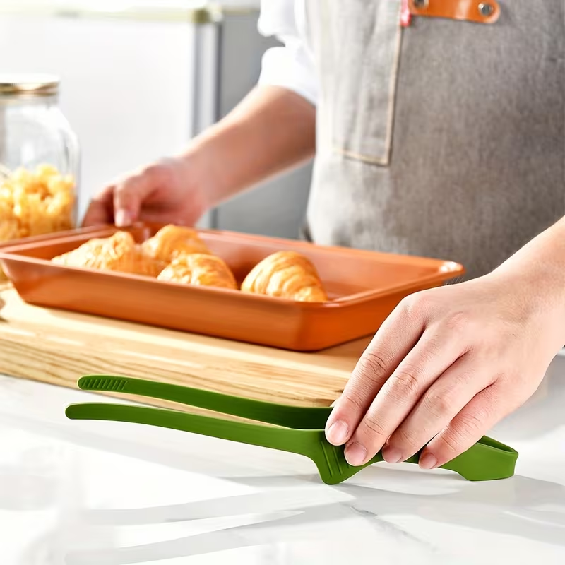 1pc Multifunctional Silicone Non-slip BBQ Food Tongs Bread Tongs Self-standing Tongs Kitchen Tools BBQ Accessories