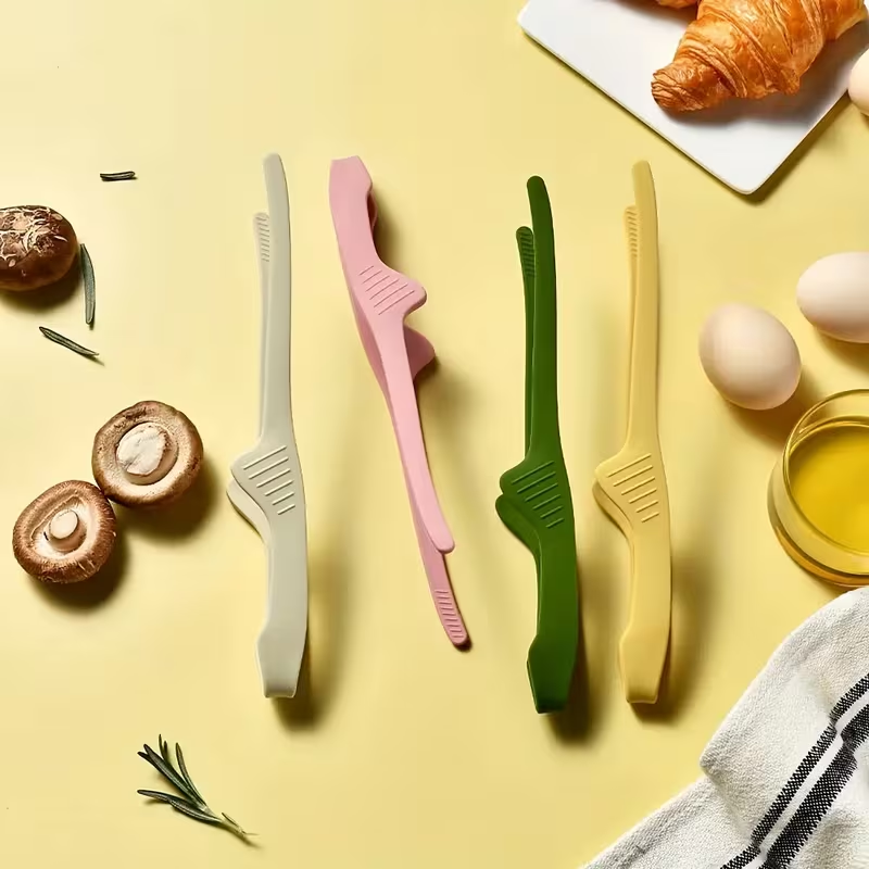 1pc Multifunctional Silicone Non-slip BBQ Food Tongs Bread Tongs Self-standing Tongs Kitchen Tools BBQ Accessories