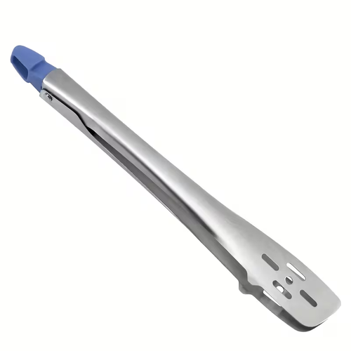 [Heavy-Duty | Stainless Steel] 1pc Heavy-Duty Stainless Steel Kitchen Clamp | Long Handle, Non-Slip Grip for Steak, BBQ, Salad, Bread, Pastries | Commercial & Home Use, Easy-Clean, Restaurant Food Tongs, Bbq Essentials, Streamlined Design