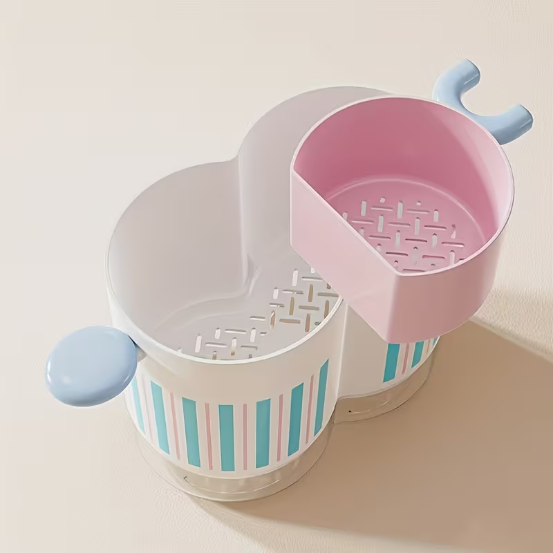 Dopamine Color - Home Dual-Compartment Chopstick Holder, Drainage Utensil Stand, Countertop Spoon and Fork Organizer with Storage Box