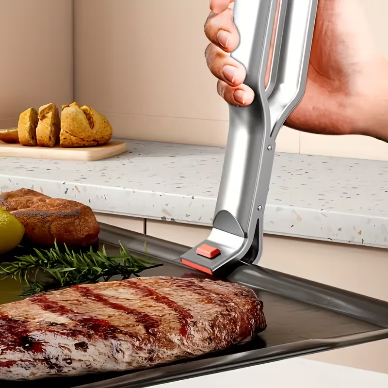 Stainless Steel Heat- Tongs, Non-Slip High-Temperature Oven Tray Clip, Electric Stove Plate and Dish Clip Cooking Tongs Kitchen Gadget, Latest Thickened Stainless Steel Heat- Tongs with Non-Slip Pad, Heat- Bowl and Dish Holder, Kitchen Utensil for