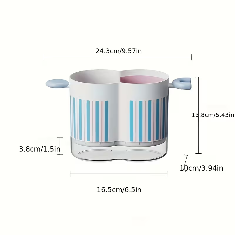 Dopamine Color - Home Dual-Compartment Chopstick Holder, Drainage Utensil Stand, Countertop Spoon and Fork Organizer with Storage Box
