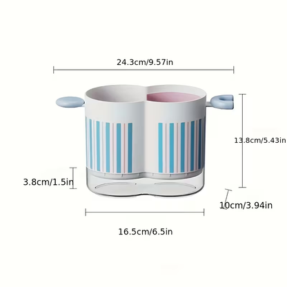 Dopamine Color - Home Dual-Compartment Chopstick Holder, Drainage Utensil Stand, Countertop Spoon and Fork Organizer with Storage Box